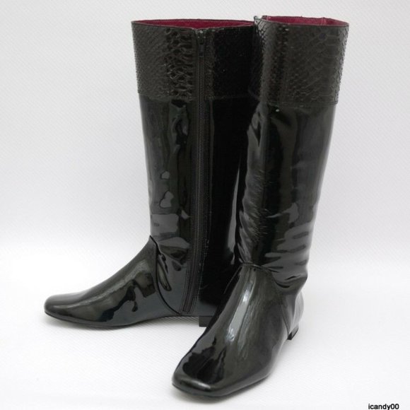 Coach FRESNA Patent Leather Knee-High Boot Black 6 - Picture 8 of 8